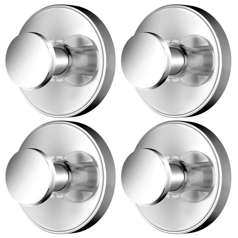 SOCORIA 2025 Upgraded Drill-Free Suction Cup Hooks  Stainless Steel Suction Cup Hooks for Shower  Mirror  Wall  Bathroom  Glass  Hanging Towels - 4 Pack  Bright Silver - Image 1